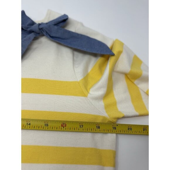 Talbots Women's Medium Yellow Striped Top Shirt Boat Neck Long Sleeve Bow - Picture 8 of 10